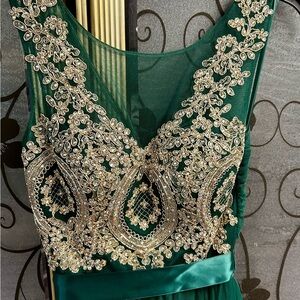 Elegant Green Embellished Dress